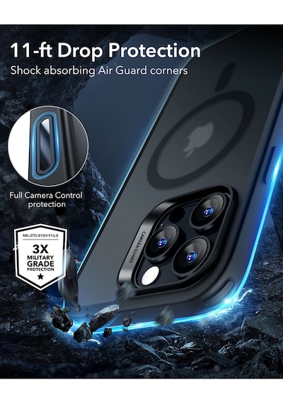 Esr Apple Uyumlu iPhone 16 Pro Max Halolock Magsafe Classic Hybrid Silikon Kılıf - Kamera Kontrol Buton Buzlu Siyah