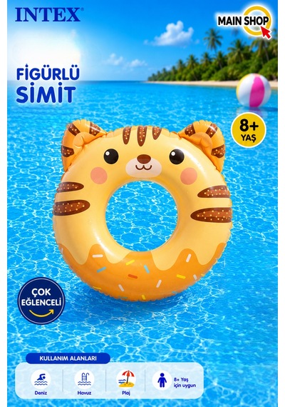 Mainshop Intex Hayvan Figürlü Deniz Simidi - Havuz Simidi Şişme Simit 8+ Yaş M-59266