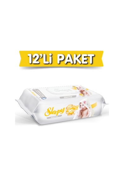 Sleepy Islak Havlu Mendil 90 Yaprak Sensitive 12 Li Set