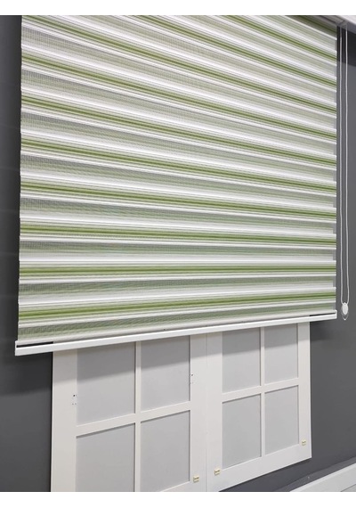 Yeşil Beyaz Geçişli Zebra Stor 200x200 Çok Renkli