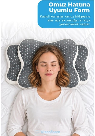 ViscoPure Boyun Destekli Ortopedik Visco Yastık 69 x 37 x 10 CM