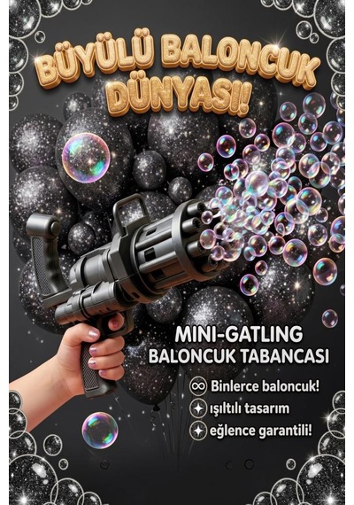 3 Parça Pilli 8 Delikli 19cm Köpük Makinası Ve 2x10ml Baloncuk Sıvılı Eğlenceli Çocuk Oyun Seti Siyah