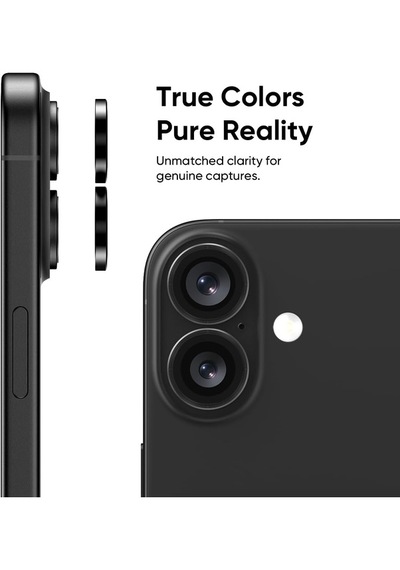 Apple Uyumlu iPhone 16 / 16 Plus Kamera Lens Koruyucu Siyah