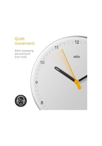 Braun Klasik Analog Duvar Saati Sessiz Kuvars Mekanizması, Iyi Ok Diğer