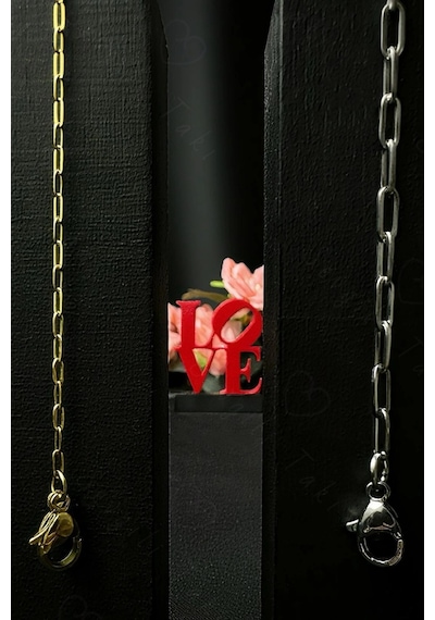 Paperclip Model Gold-silver Çelik Çift Bileklik Seti Love Serisi Çok Renkli