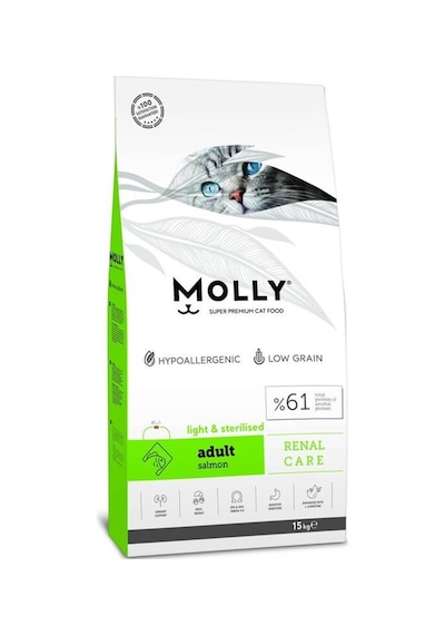 Molly Light Sterilised Somonlu Kısırlaştırılmış Yetişkin Kedi Maması 15 KG