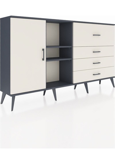 Arges Konsol 4 Raflı 4 Çekmeceli Tek Kapaklı 176x30x99 Antrasit-aytaşı Aytası - Antrasıt Arges Konsol 4 Raflı 4 Çekmeceli Tek Kapaklı 176x30x99 Antrasit-aytaşı Aytası - Antrasıt