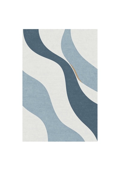 Kartela Halı Akış Dalgalı Modern Halı Mavi Kaymaz Taban Makinede Yıkanabilir Salon Halısı 80x120 Cm