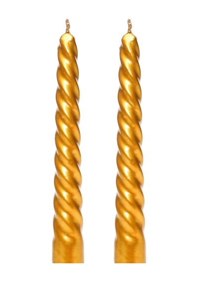 2'li Gold Burgulu Şamdan Mum Seti