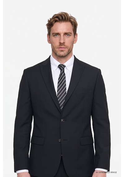 AC&Co / Altınyıldız Classics ERKEK SIYAH Ekstra Slim Fit Dar Kesim Kırlangıç Yaka Takım Elbise Siyah