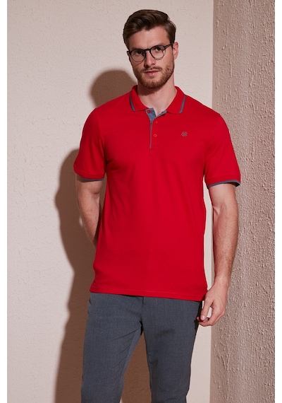 Buratti % 100 Pamuk Düğmeli Regular Fit Erkek Polo Yaka T Shirt 5902118 Kırmızı