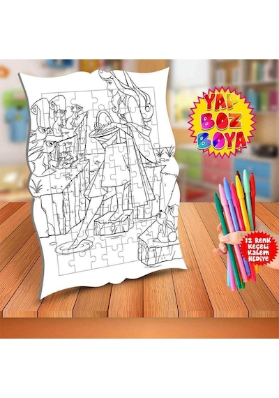 Sincaplarla Konuşan Prenses Eğitici Boyama Puzzle Tablo Çocuk-765