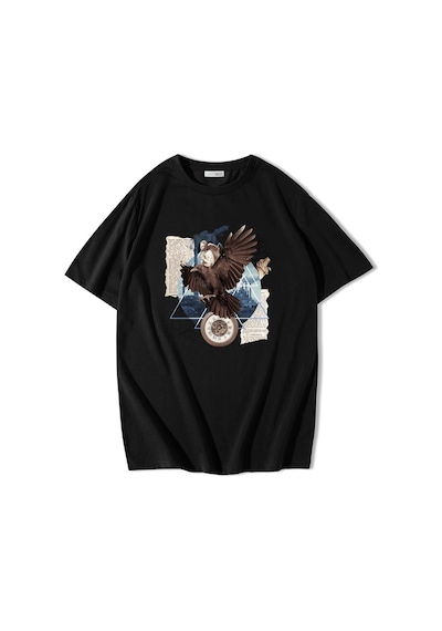 Brz Collection Oversize Eagle Darccolage Kartal T-shirt-siyah Siyah