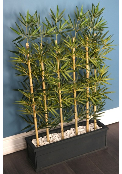 Yapay Çiçek Deposu 1. Sınıf Kumaş Yapraklı 6 Çubuklu Gri Saksıda Bambu Seperatör 20x70x120cm
