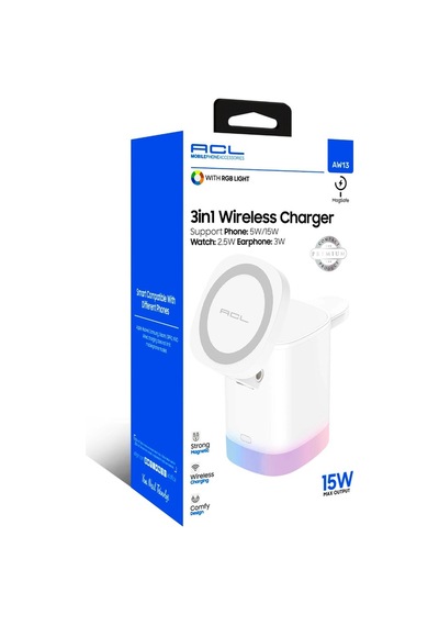 Aw13 3ın1 15 Watt Kaanabilir Wireless Şarj Standı