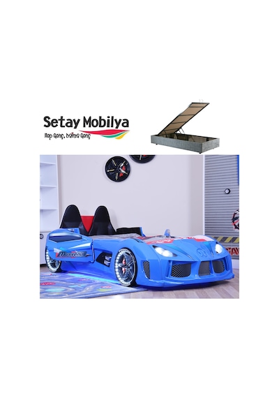 Setaymobilya Bazalı Arabalı Yatak , Audi V7 , Kapıları Açılan Full+ Full Ledli