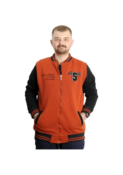 Mode Xl Büyük Beden Erkek Kolej Mont Baskılı Ceket 23631 Tarçın Tarçın
