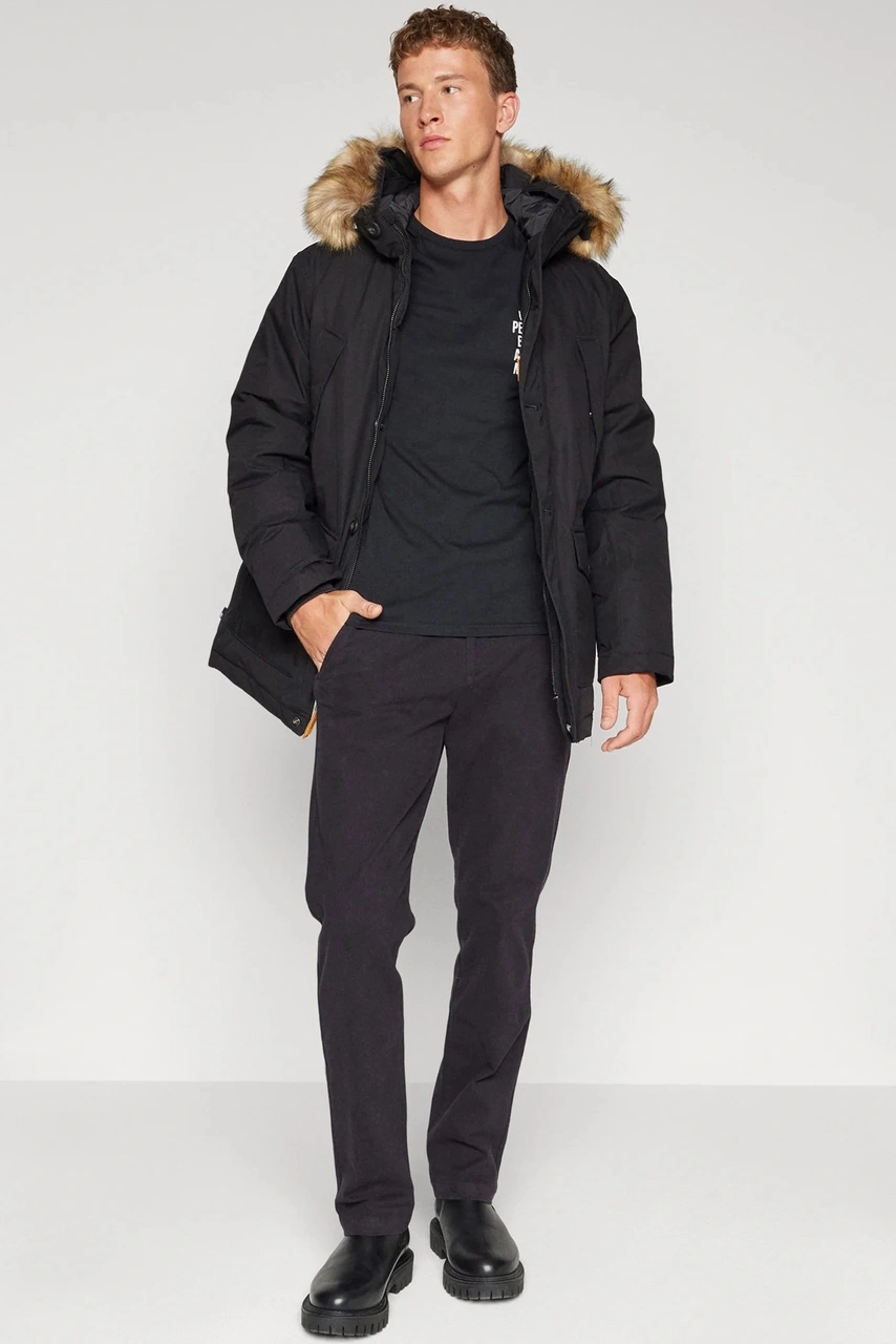 Timberland Dryvent Scar Ridge Waterproof Parka Erkek Su Geçirmez Kapüşonlu Parka Siyah Siyah