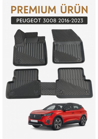 Peugeot 3008 2016 2023 Uyumlu 3d Havuzlu Oto Paspas Premium