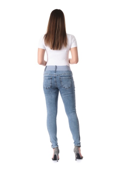 Busa Hamile Alt Karın Bantlı Skinny Kot Pantolon Açık Mavi-açıkmavi