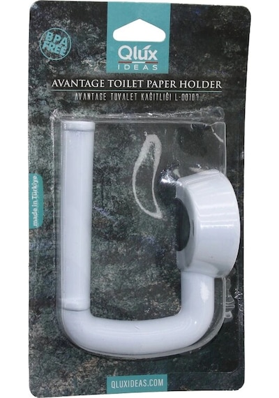 Qlux L-00107 Avantage Tuvalet Kağıtlık Beyaz Plastik Yapışkanlı - Vidalı Montaj Çok Renkli