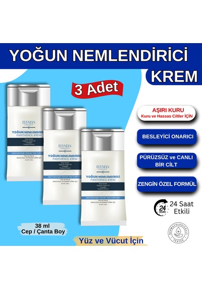 Elysian Essence Yoğun Nemlendirici Panthenol Krem 3lü Set Cep Boy