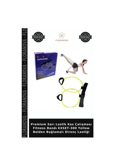 Premium Sarı Lastik Kas Çalışması Fitness Bandı Exset-300 Yellow Belden Bağlamalı Direnç Lastiği