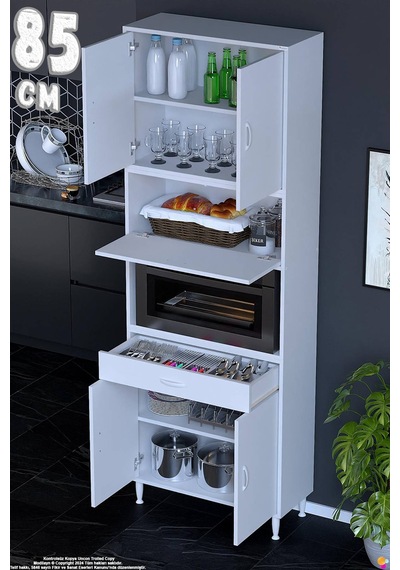 Çağıl 85 Cm Çok Amaçlı Fırın Dolabı - Mutfak Kiler Banyo Antre Hobi Dolabı 85x226x32 Cm Beyaz Çağıl 85 Cm Çok Amaçlı Fırın Dolabı - Mutfak Kiler Banyo Antre Hobi Dolabı 85x226x32 Cm Beyaz