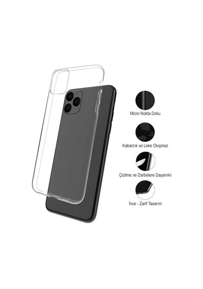 Apple Uyumlu iPhone 11 Pro Kapak Floral Lila Tasarımlı Şeffaf Silikon Kılıf