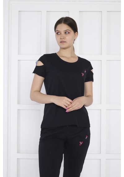 Kadın Spor Lacivert Alt-üst T-shirt Takım-3942 - M Lacivert