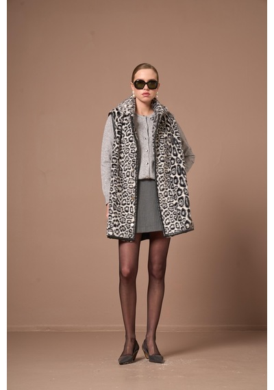 Ftz Women Kadın Leopar Yelek Siyah 31275 Siyah
