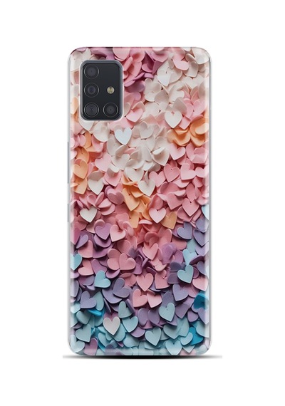 Samsung Galaxy Uyumlu A31 Kılıf Boutique Baskılı Resimli Renkli Kalpler Pcode -040