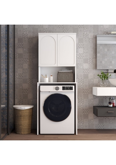 Lyon Çamaşır Makinesi Dolabı V102 - Beyaz Beyaz