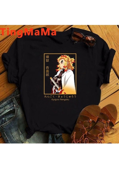 Noıssey Kırmızı Etiket Gala Demon Iblis Avcısı Rengoku T-shirt Model83 17271 Siyah