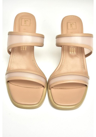 Fox Shoes U518280309 Ten İnce Topuklu Kadın Terlik Ayakkabı Ten