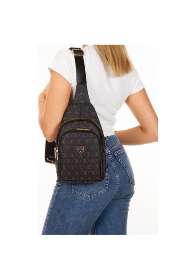 Newish Polo Kadın Trendy Desenli Deri Çapraz Omuz Ve Göğüs Çantası Çantası Siyah