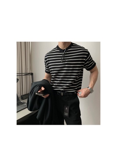 Cool Tarz Erkek Mat Siyah Kısa Kollu Fitilli Akrilik-pamuk Karışımlı Triko T-shirt Mat Siyah Mat Siyah Cool Tarz Erkek Mat Siyah Kısa Kollu Fitilli Akrilik-pamuk Karışımlı Triko T-shirt Mat Siyah Mat Siyah