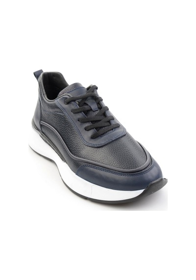 Bambi Lacivert Hakiki Deri Erkek Sneaker E01958176543