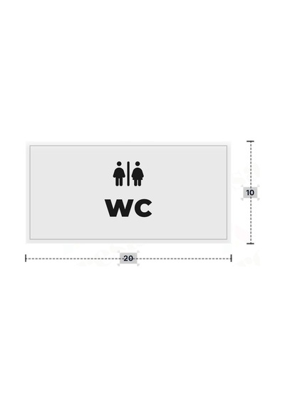 Wc Yazılı - Metal - Beyaz Renk - Kapı İsimliği - 20x10 Cm