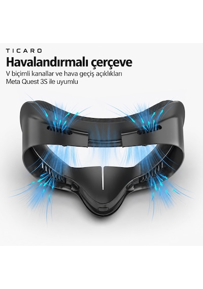 Tıcaro Meta Quest 3s İle Uyumlu Pu Yüz Pedi Ve Arayüz Çerçevesi, Siyah