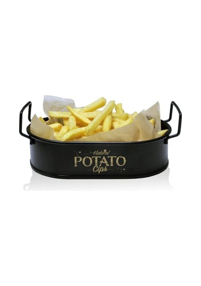Patato Mini Oval Patates & Cips Sunumluk 21 Cm 3 Adet Siyah Siyah