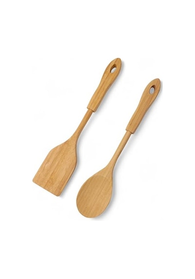 Tr Bambu 2'li Servis Seti, Tavalarınız Ve Kızarmanız İçin Spatula, Servisleriniz İçin Büyük Kaşık 2 Adet L Diğer