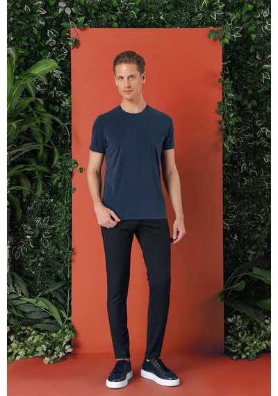 Efor Slim Fit Bisiklet Yaka %100 Pamuk Lacivert Tişört Ts 878 Lacivert