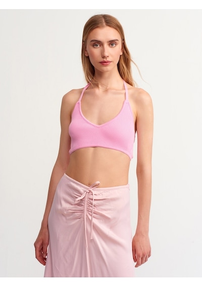 Dilvin 1061 Arkası Bağcıklı Triko Bra-Pembe - 499968993