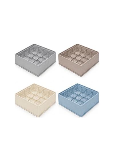 Deconox 6 Bölmeli Fermuarlı Kapaklı Bez Organizer 32 X 15 X 10 Cm, Katlanabilir Çekmece Ve Dolap İçi Düzenleyici, Tekli