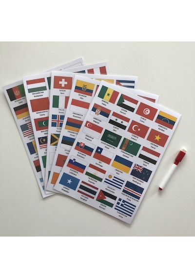 Ülkelerin Bayraklarını Ve Başkentlerini Öğreniyorum Seti Kalem Hediyeli