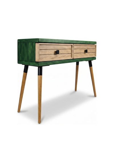 Mobenta Stria Entry: Modern Masif Dresuar 2 Çekmeceli Antre Konsolu - 120x31 Ye-bz Yeşil-krem