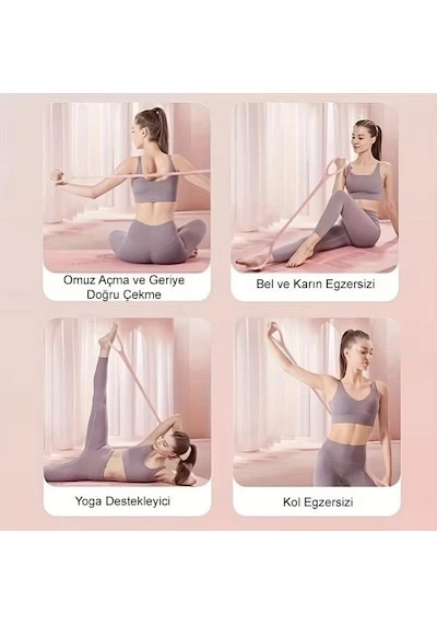 3b Trend Egzersiz Esnetme Direnç Lastiği Pilates Yoga Fitness İçin Silikon Direnç Bandı 1 Adet Çok Renkli