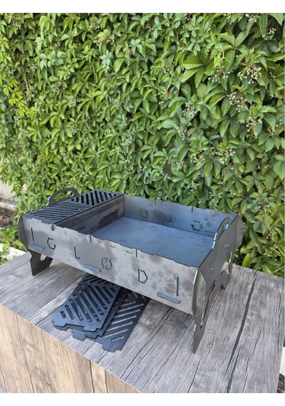Asvera Yakut Serisi - Mangal - Demonte - Katlanır - Metal Barbekü - Fermuarlı Taşıma Çantası - 30x50 Cm