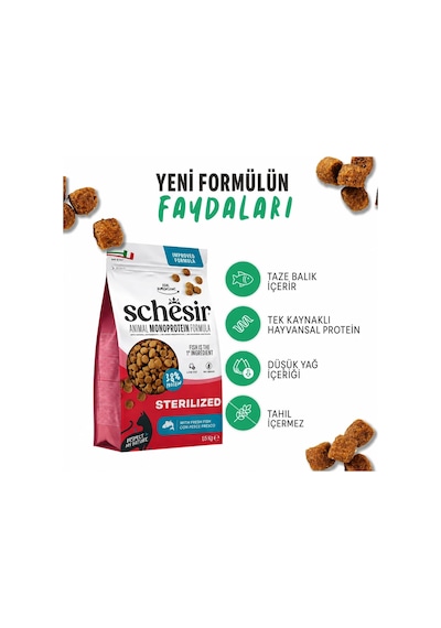 Schesir Monoprotein Balıklı Kısırlaştırılmış Yetişkin Kedi Maması 1,5 Kg